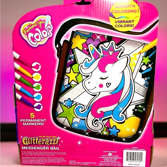 Glitterazzi unicorn messenger bag for children. Great project, color yourself! - Picture 2 of 3